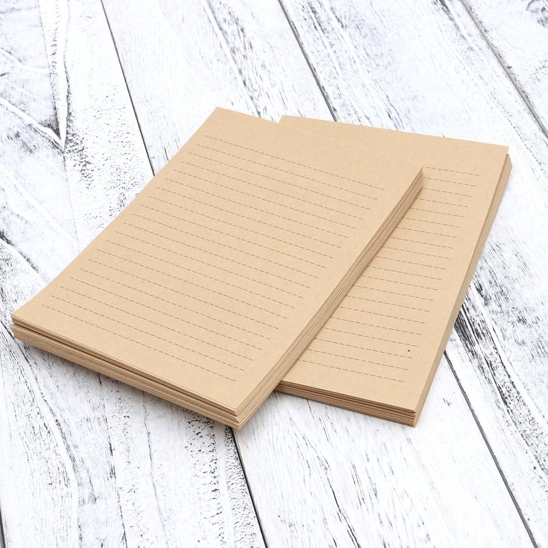 NUOLUX 100Pcs Vintage Kraft A5 Lined Letter Paper Retro Writing Paper for Home Office Stationary1 - Image 3